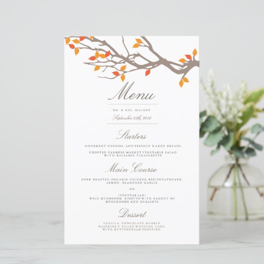 Blissful Branches Wedding Dinner Menu (Staand voorkant)