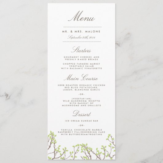 Blissful Branches Wedding Dinner Menu (Voorkant)