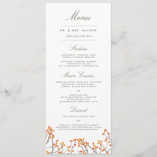 Blissful Branches Wedding Dinner Menu (Voorkant)