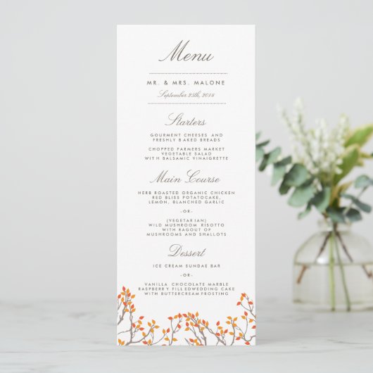 Blissful Branches Wedding Dinner Menu (Staand voorkant)