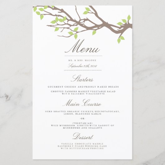 Blissful Branches Wedding Dinner Menu (Voorkant)