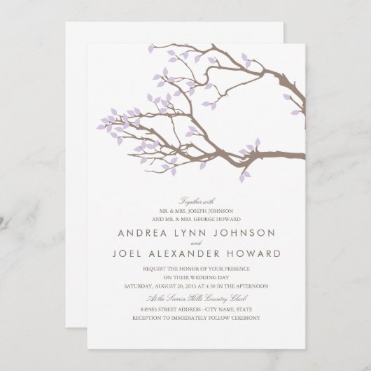 Blissful Branches Wedding Invitation Kaart (Voorkant / Achterkant)