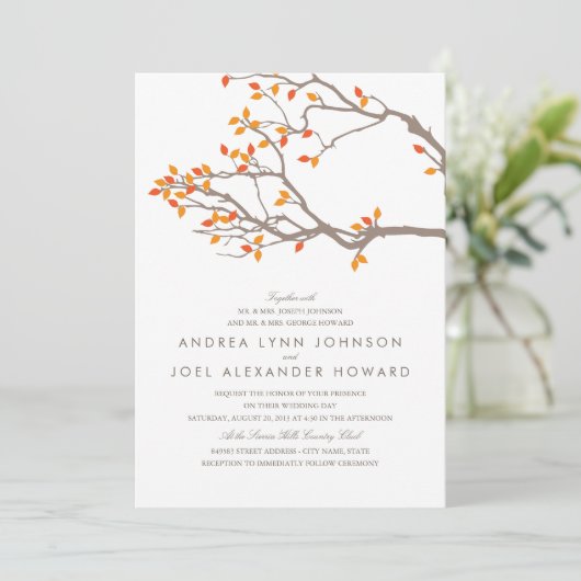 Blissful Branches Wedding Invitation Kaart (Staand voorkant)