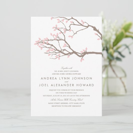 Blissful Branches Wedding Invitation Kaart (Staand voorkant)