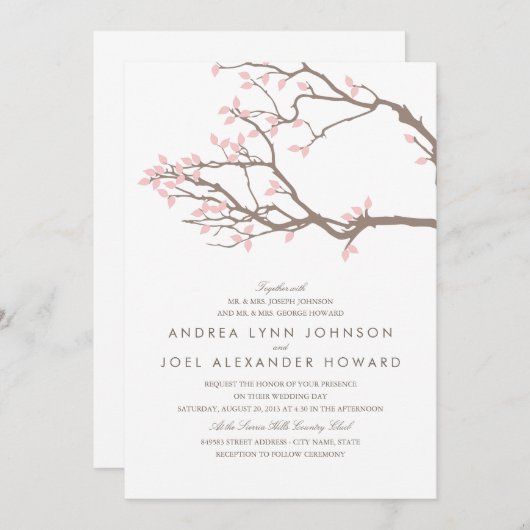 Blissful Branches Wedding Invitation Kaart (Voorkant / Achterkant)