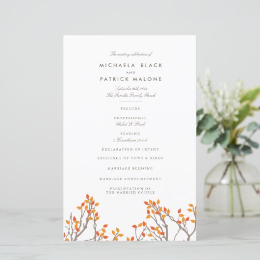 Blissful Branches Wedding Programme (Staand voorkant)