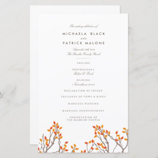 Blissful Branches Wedding Programme (Voorkant / Achterkant)
