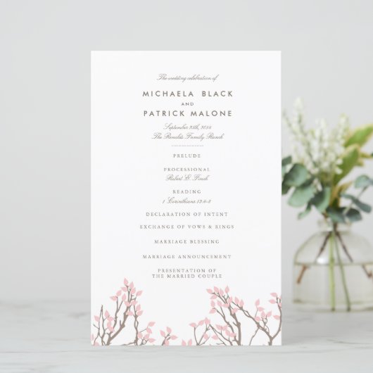 Blissful Branches Wedding Programme (Staand voorkant)