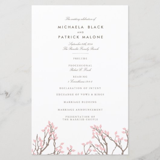 Blissful Branches Wedding Programme (Voorkant)