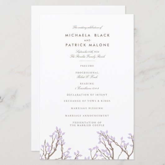 Blissful Branches Wedding Programme (Voorkant / Achterkant)