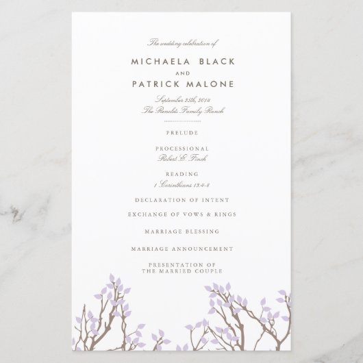 Blissful Branches Wedding Programme (Voorkant)