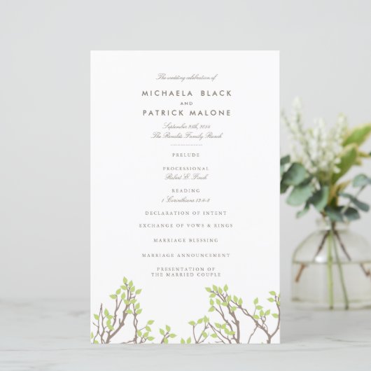 Blissful Branches Wedding Programme (Staand voorkant)