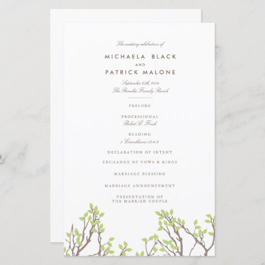 Blissful Branches Wedding Programme (Voorkant / Achterkant)