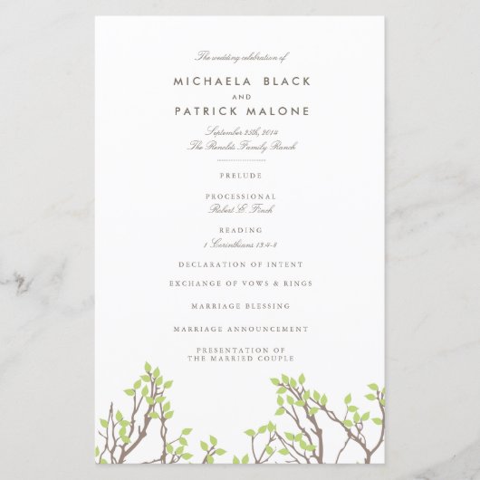 Blissful Branches Wedding Programme (Voorkant)