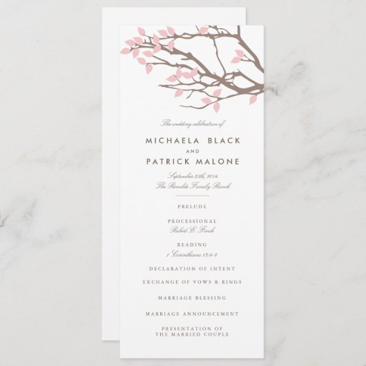 Blissful Branches Wedding Programme Programmakaart (Voorkant / Achterkant)