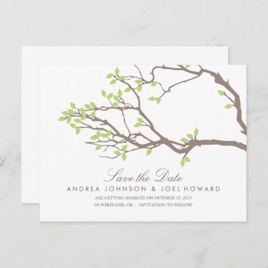 Blissful Branches Wedding Save the Date Briefkaart (Voorkant / Achterkant)