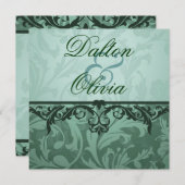 Blissful Brocade Sage Floral Weddenschap Kaart (Voorkant / Achterkant)