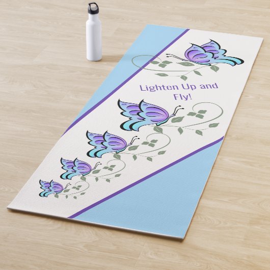 Blissful Butterfly Yoga Mat (blauw) - Personalisee (In situ)