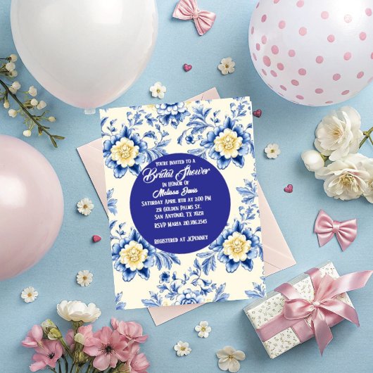 Blissful Chinoiserie Bridal Shower Invitation Kaart