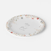 Blissful Colorful Boho Wildflower Wedding Cake Papieren Bordje (Gekanteld)