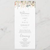 Blissful Colorful Boho Wildflower Wedding Program Programmakaart (Voorkant)