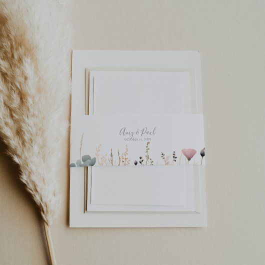 Blissful Colorful Boho Wildflower Wedding  Uitnodigingen Wikkel