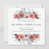 Blissful Floral Dusty Blue en Blush Wedding Kaart (Voorkant)
