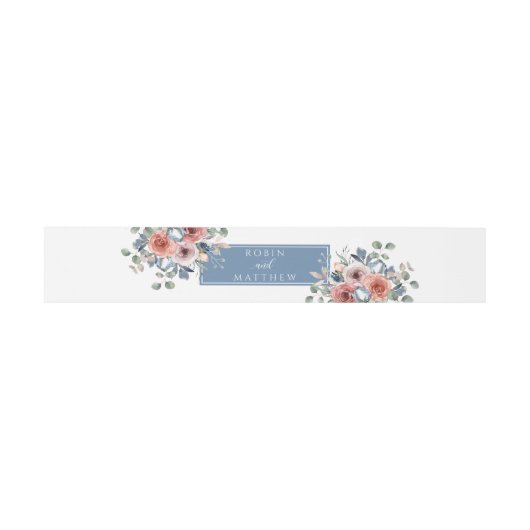 Blissful Floral, White en Dusty Blue, bruiloft Uitnodigingen Wikkel (Vlak)