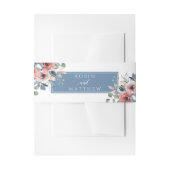 Blissful Floral, White en Dusty Blue, bruiloft Uitnodigingen Wikkel (Voorkant Voorbeeld)
