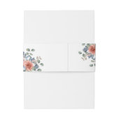 Blissful Floral, White en Dusty Blue, bruiloft Uitnodigingen Wikkel (Achterkant Voorbeeld)