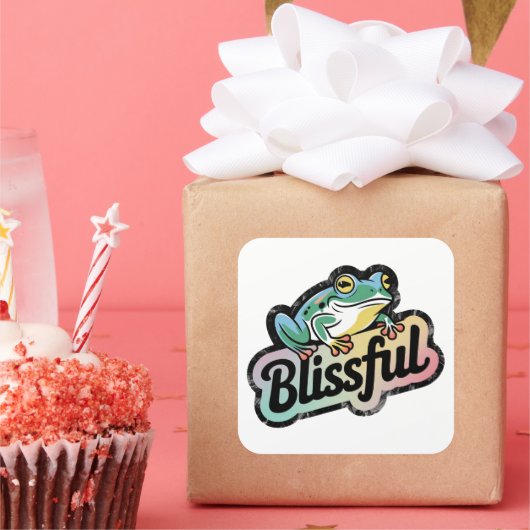 Blissful Frog Sticker - Schattigee en grappige kik (Feest)