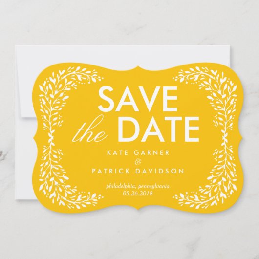 Blissful Laurel BEWERKBARE KLEUR Sla de datum Kaar Save The Date (Voorkant)