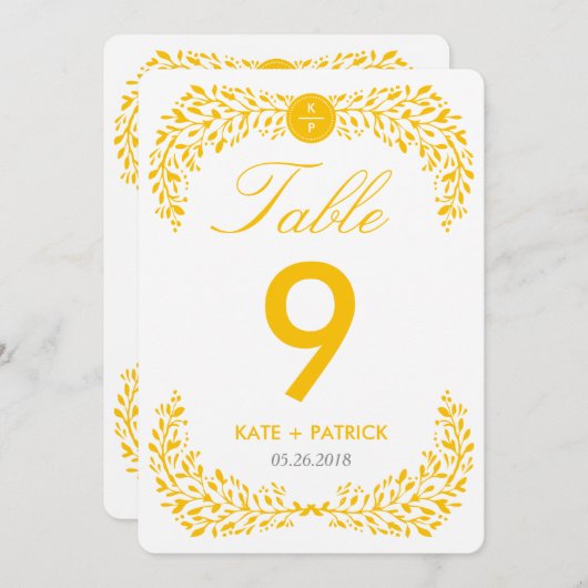 Blissful Laurel Double Sided Table Number Kaart (Voorkant / Achterkant)