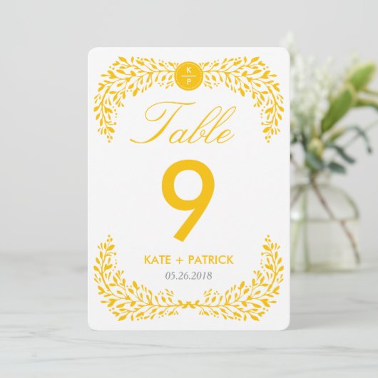 Blissful Laurel Double Sided Table Number Kaart (Staand voorkant)