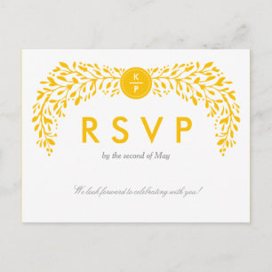 Blissful Laurel RSVP Briefkaart EDITABLE COLOR