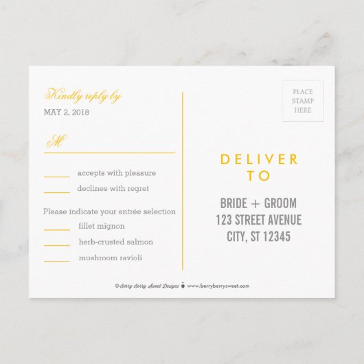 Blissful Laurel RSVP Briefkaart EDITABLE COLOR (Achterkant)