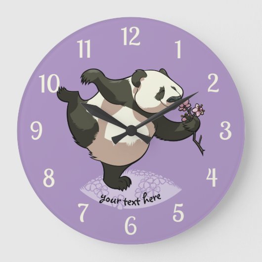 Blissful panda die bloesbloemen smolt met tekst grote klok (Voorkant)