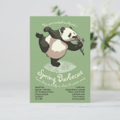 Blissful panda die bloesbloemen smolt met tekst kaart (Staand voorkant)