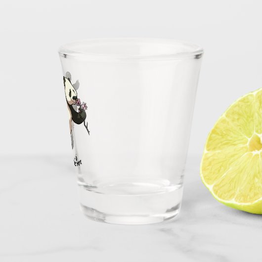 Blissful Panda Smelling Blossom Flowers Cartoon Shot Glas (Rechts)