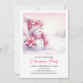 Blissful Pink Snowman Digital Christmas Invite Kid Kaart (Voorkant)