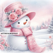 Blissful Snowy Pink Snowman Editable Kids Christma Kaart