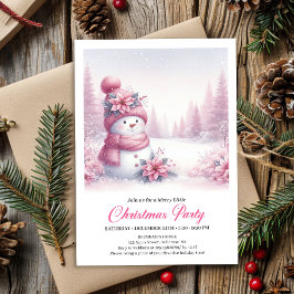 Blissful Snowy Pink Snowman Editable Kids Christma Kaart