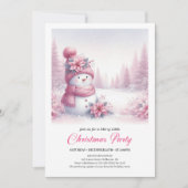 Blissful Snowy Pink Snowman Editable Kids Christma Kaart (Voorkant)
