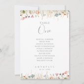 Blissful Wildflower Table Number 1 Seating Chart Kaart (Voorkant)