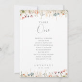 Blissful Wildflower Table Number 1 Seating Chart Kaart (Achterkant)