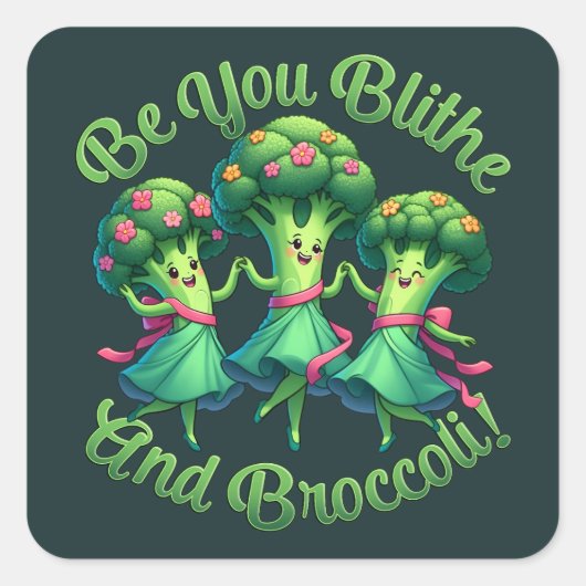 Blithe en Broccoli Vierkante Sticker (Voorkant)