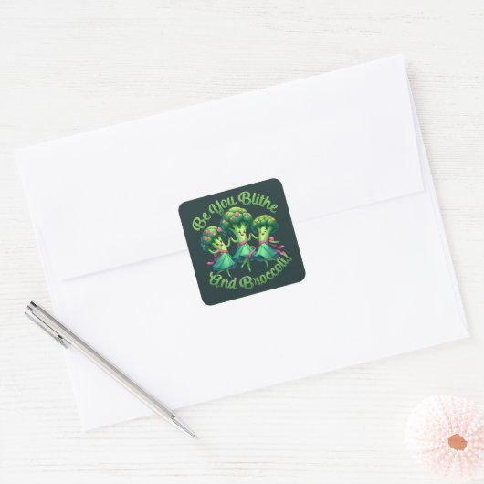 Blithe en Broccoli Vierkante Sticker (Envelop)