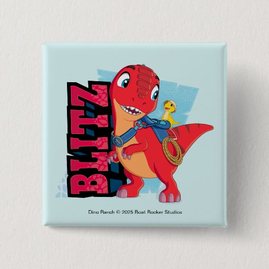 Blitz | Dino Ranch Vierkante Button 5,1 Cm (Voorkant)