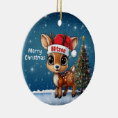 Blitzen Baby Deer, Fawn, Doe, Reindeer🦌 🎄 Keramisch Ornament (Rechts)
