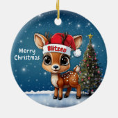 Blitzen Baby Deer, Fawn, Doe, Reindeer🦌 🎄 Keramisch Ornament (Achterkant)